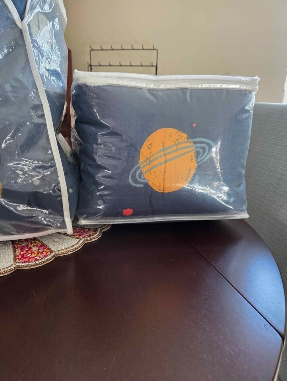 Pillowfort Navy Comforter Only with Orange Planet Motif Toddler Bed